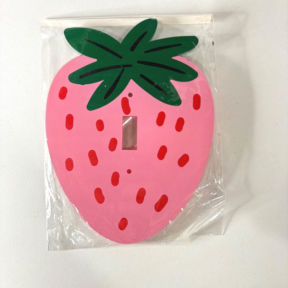 Pink Strawberry Light Switch Plate Cover Single Toggle Fruit Decor Wall Plate